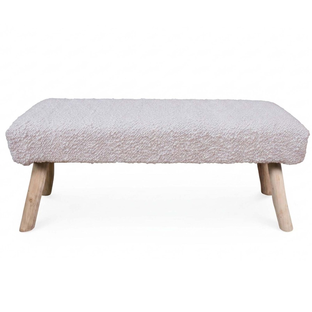 PIE DE CAMA MADERA-Y-TELA GRIS JAIPUR