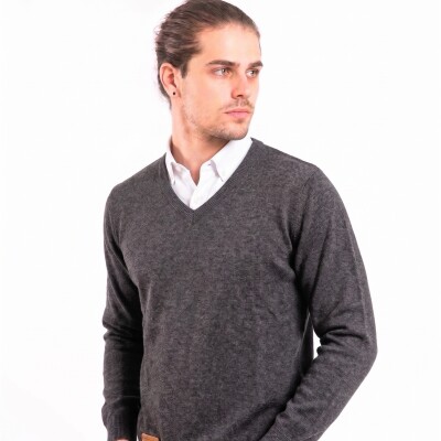Sweater Algodon Escote V Grey