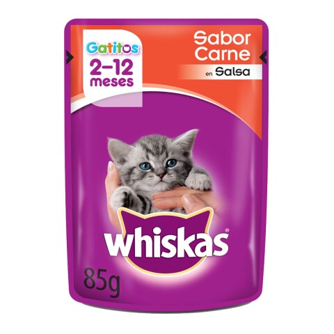 WHISKAS EN SALSA CARNE GATITOS ALIMENTO HUMEDO 85 GRS