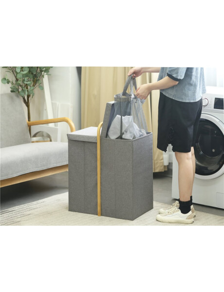 CESTO DE ROPA 2 COMP 50X36X65CM EXT TELA GRIS CESTO DE ROPA 2 COMP 50X36X65CM EXT TELA GRIS
