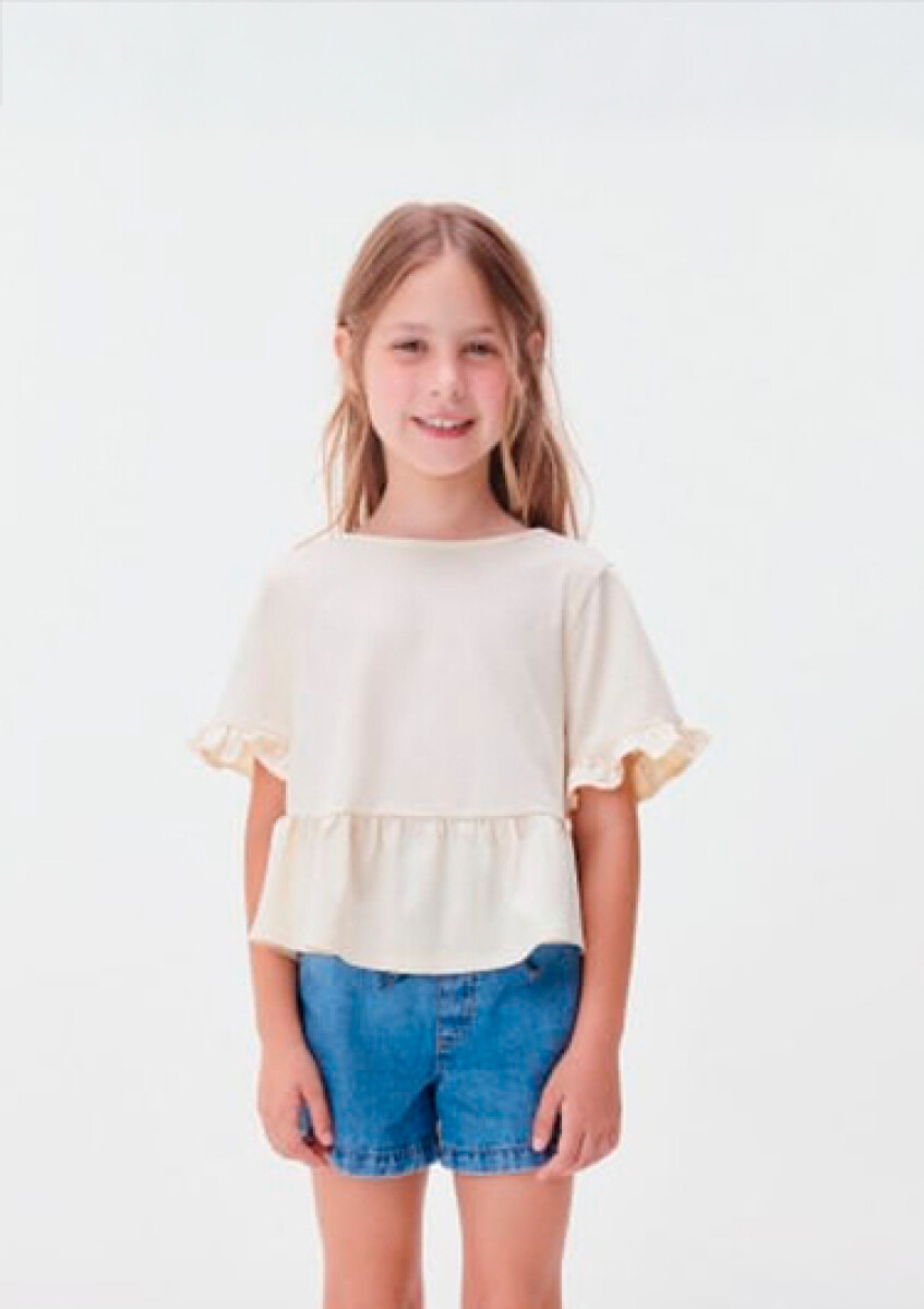 BLUSA INFANTIL CON VOLADOS - BEIGE 