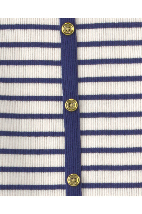 Set dos piezas de algodón, pantalón azul y buzo a rayas Set dos piezas de algodón, pantalón azul y buzo a rayas