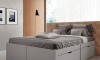 Cama Madera Maciza Con Cajones - 2 plazas - Linea beauty Gris