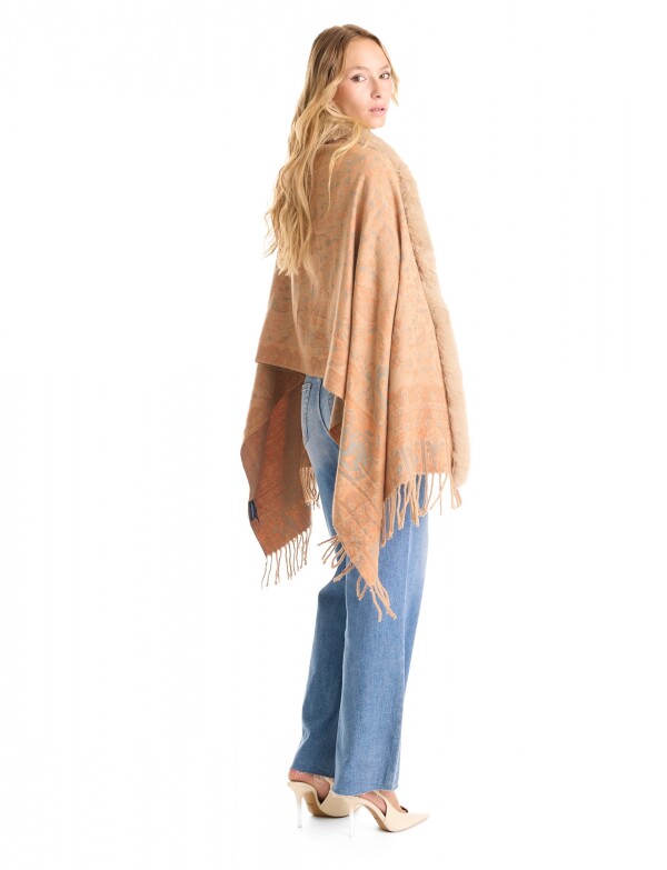 Ruana Faux Fur MULTI/BEIGE