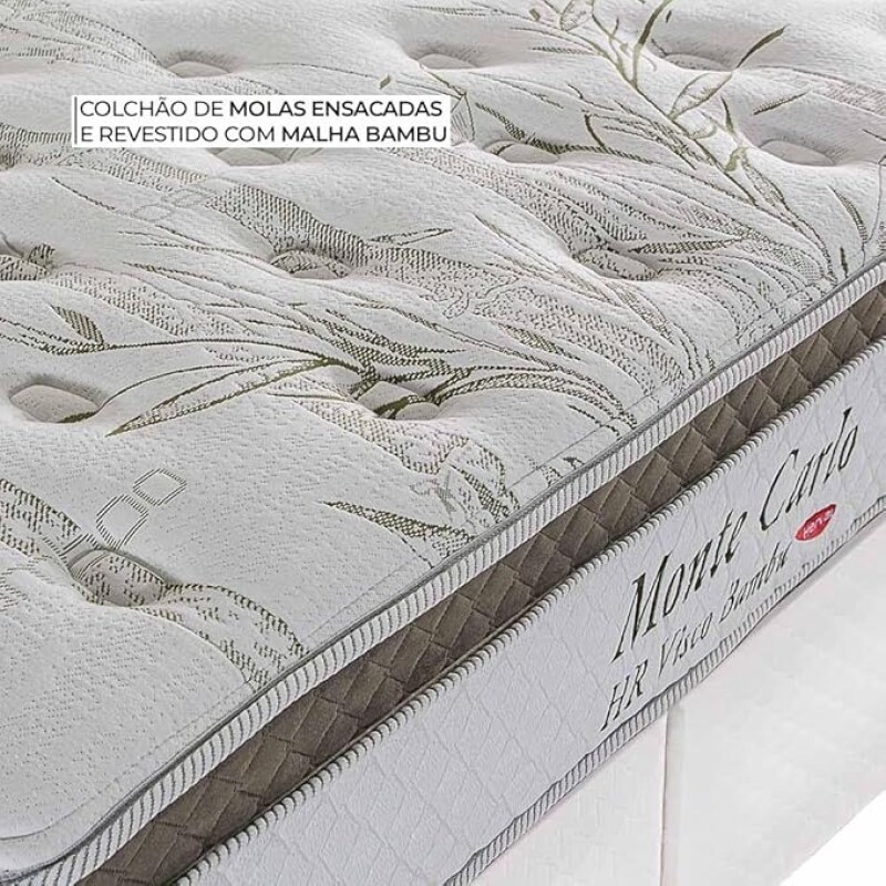 SOMMIER RESORTES POCKET - 2 PLAZAS (1.40 X 1.90 MTS) - MODELO MONTE CARLO - ESPUMA HR y PILLOW TOP SOMMIER RESORTES POCKET - 2 PLAZAS (1.40 X 1.90 MTS) - MODELO MONTE CARLO - ESPUMA HR y PILLOW TOP