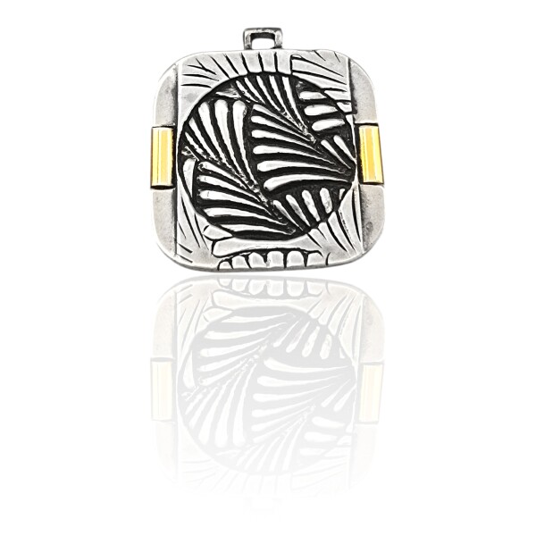 Dije Hojas-Plata 925 Quemada y Oro-Sin Piedra-CP5497 sinpiedra