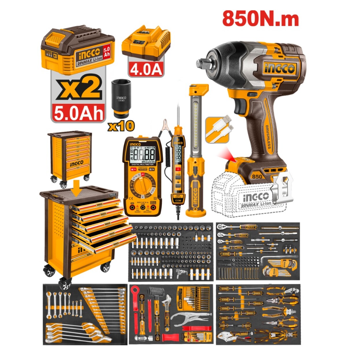 Set De 369 Herramientas Ingco Con Gabinete Metalico Ub 