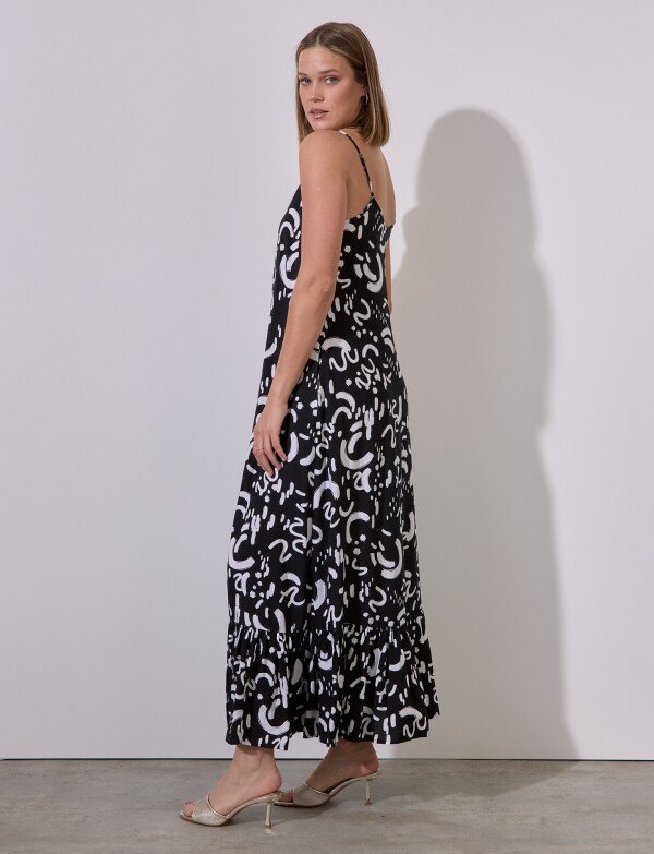 Vestido Maxi Print NEGRO/BLANCO