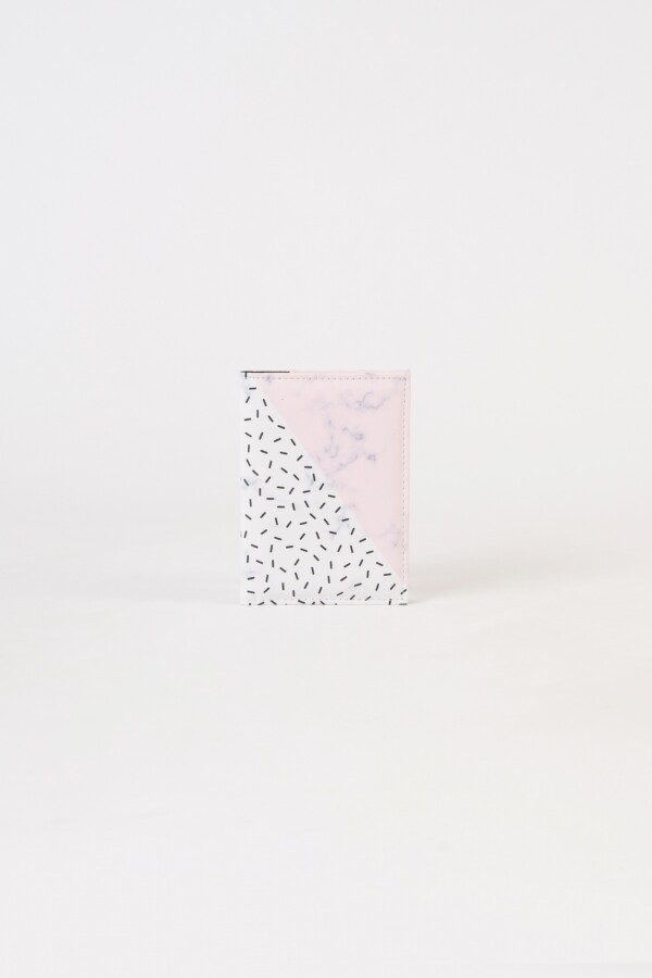 Tag y passport cover set geometrico rosa