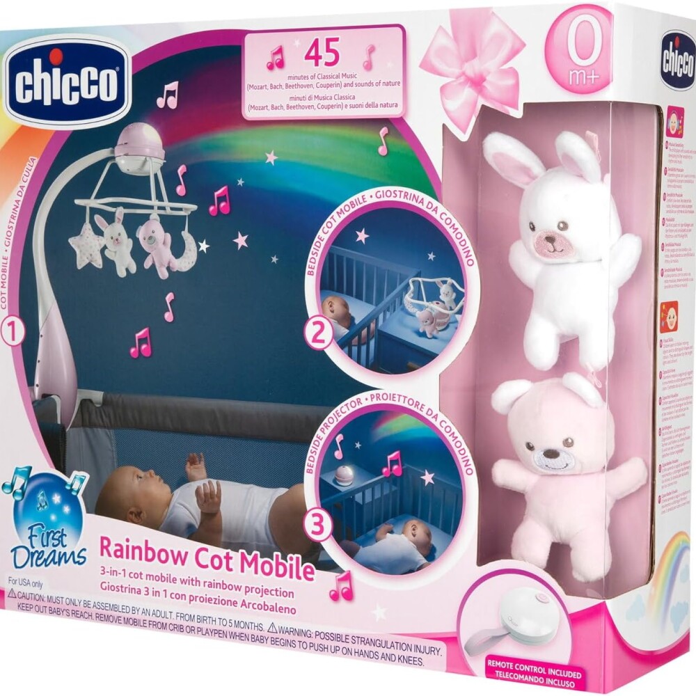 Movil musical chicco arco iris rosa