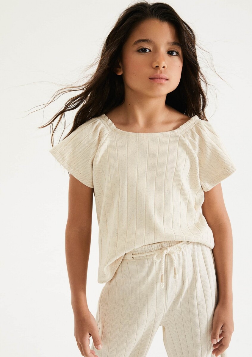BLUSA DE LINO ACANALADA - BEIGE 