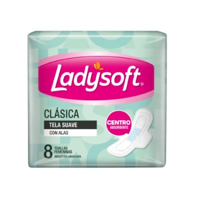 Toalla Femenina Ladysoft Clásica C/Alas Tela Suave X8