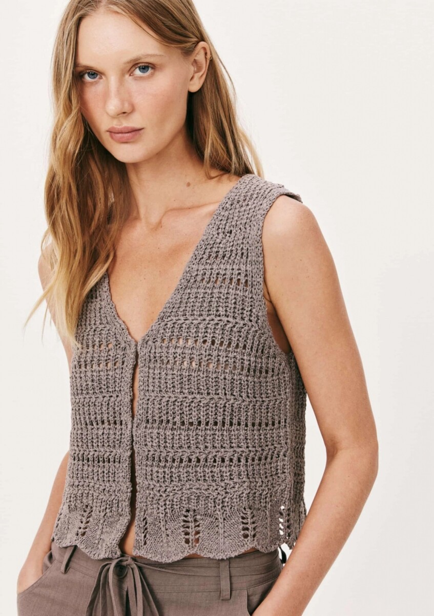 BLUSA DE PUNTOS - GRIS 