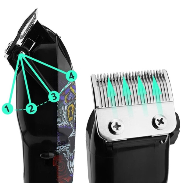 Maquina Cortapelo Profesional Inalambrica Barberia Kemei Variante Modelo Griego