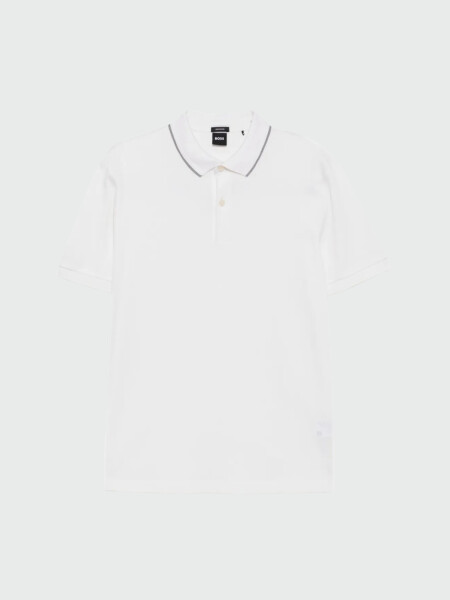 BOSS Polo de Piqué con Detalles en Contraste Blanco