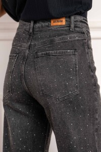 Jean Recto Apliques Negro