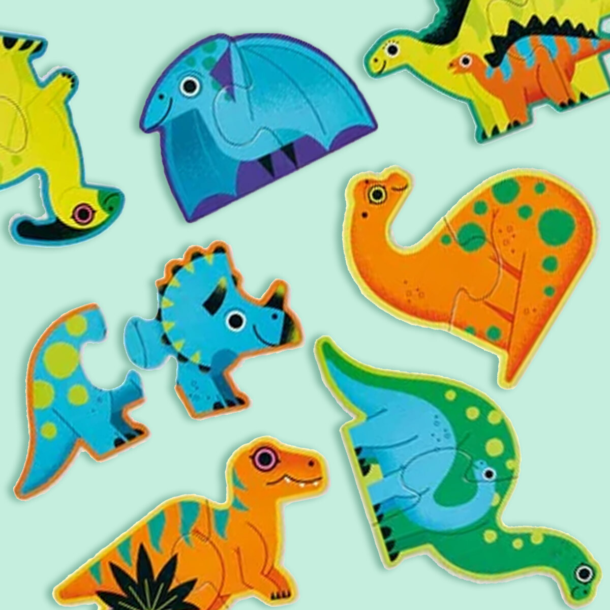 10 Puzzle Crocodile Creek De 2 Piezas Cada Uno - Dinosaurios 