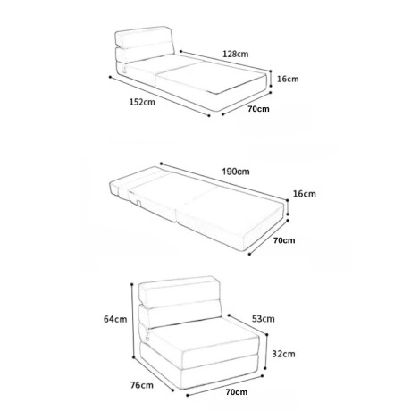 Sofa cama Foldie 1 cuerpo Gris