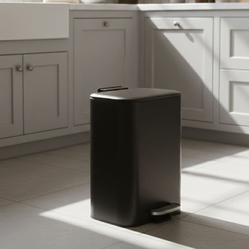 Tacho cesto de basura acero inoxidable 30L Rectangular Ancho con tapa a pedal Tacho cesto de basura acero inoxidable 30L Rectangular Ancho con tapa a pedal