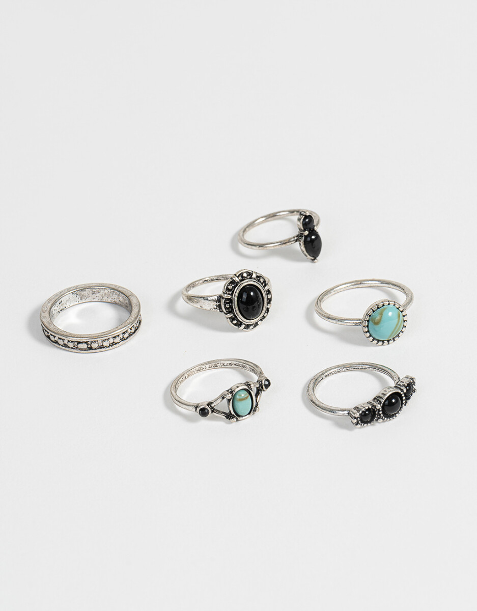 Set De Anillos Con Piedras 
