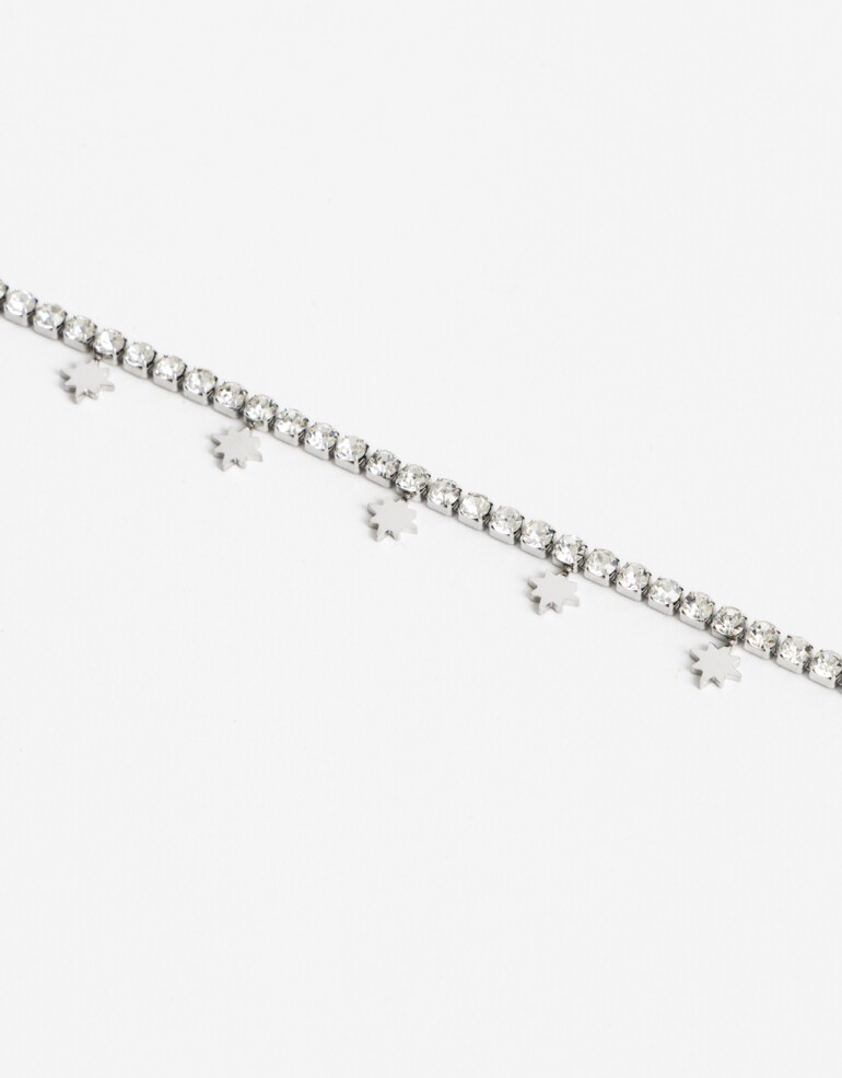 Pulseras Flexibles Strass Pulsera De Acero Con Cubic - Plateado