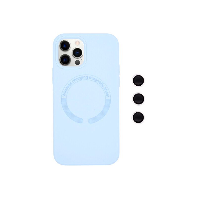 Protector para iPhone 12/12 Pro MagSafe prot. cámara celeste Protector Para Iphone 12/12 Pro Magsafe Prot. Cámara Celeste