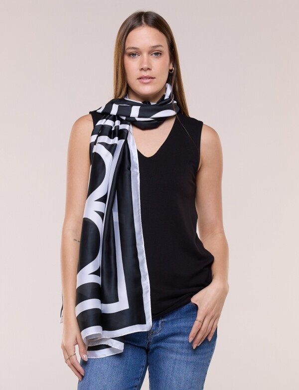 Pashmina Geometrica NEGRO/BLANCO