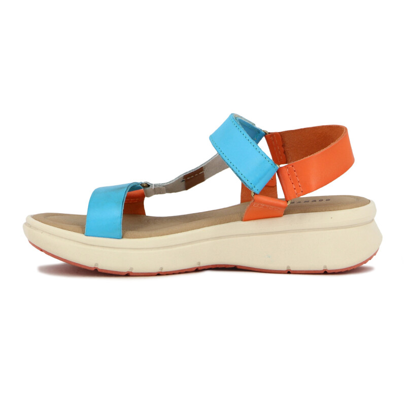 Country Sandalia Dama Casual 1 Tira Y Pulsera C/velcro Celeste-mix