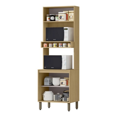 Mueble Cocina Alacena Torre Microondas Horno 70cm Gloria Premium - Castaño / Off White Mueble Cocina Alacena Torre Microondas Horno 70cm Gloria Premium - Castaño / Off White