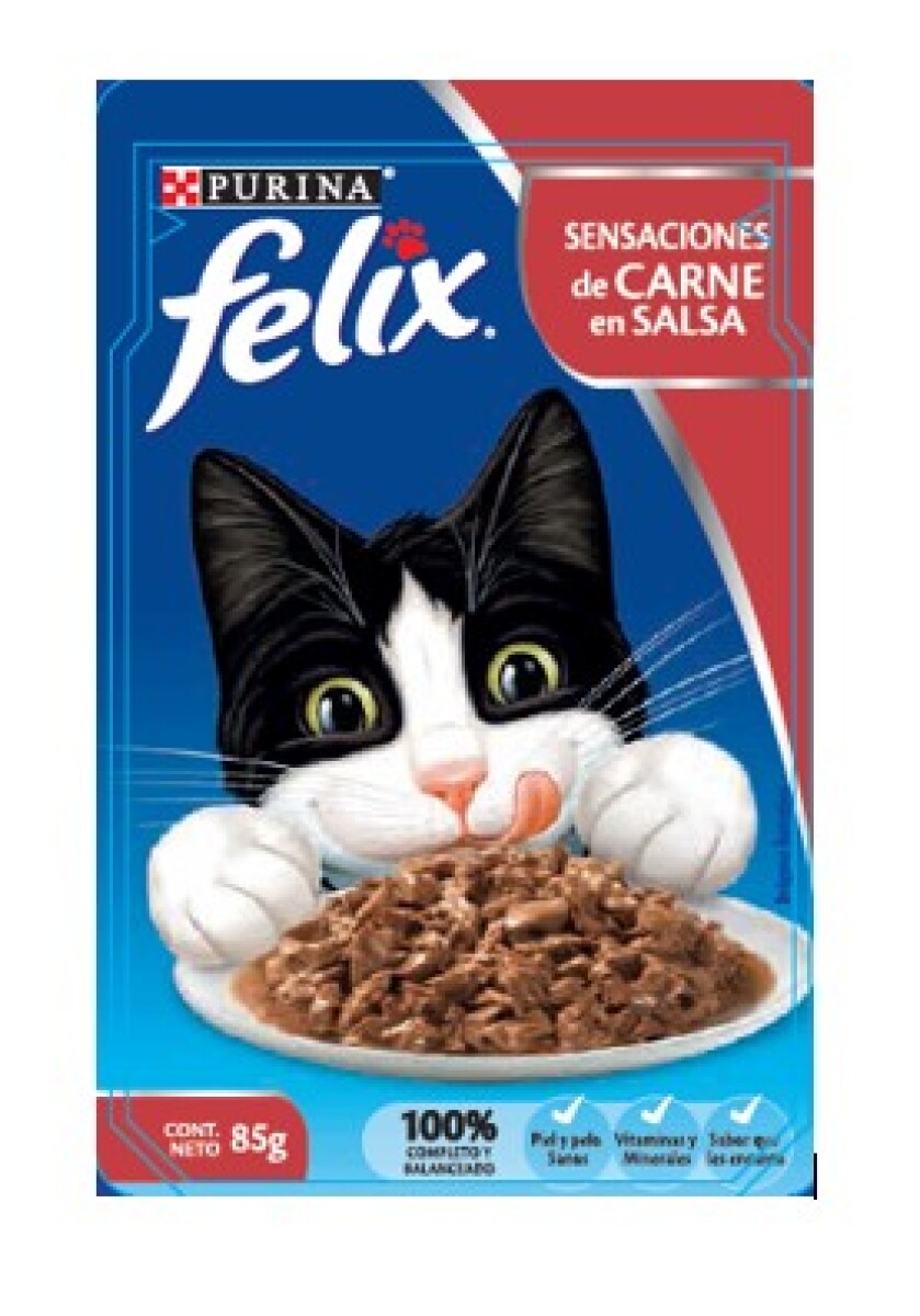 ALIMENTO HÚMEDO FELIX SENSACIONES CARNE EN SALSA 85G 