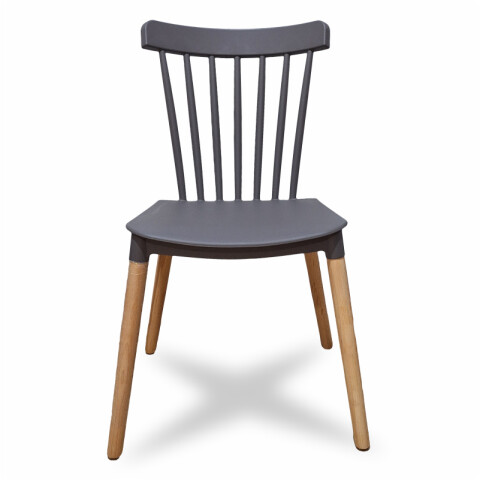 Silla Diseño Windsor con Patas de Madera para Comedor y Jardín - Gris Silla Diseño Windsor con Patas de Madera para Comedor y Jardín - Gris