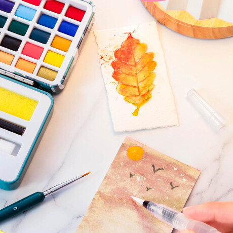 Set Pintura Acuarelas 45 Colores + Accesorios Arte Celeste