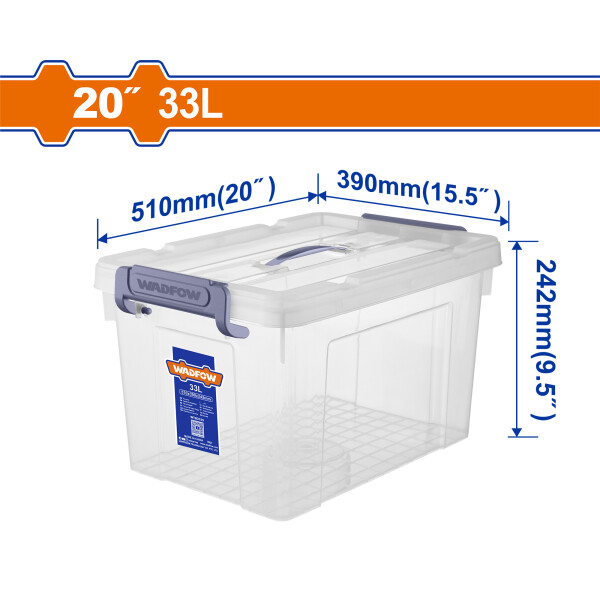 CAJA CONTENEDOR PLASTICO APILABLE TRANSPARENTE 33LT WADFOW WTB2335 CAJA CONTENEDOR PLASTICO APILABLE TRANSPARENTE 33LT WADFOW WTB2335