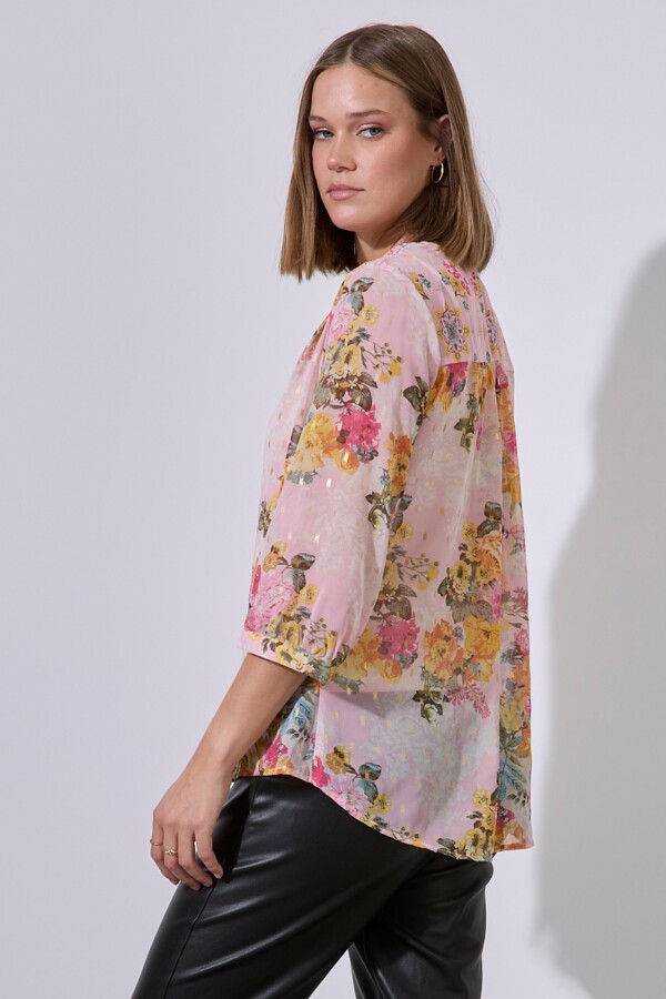 Blusa Gasa Lurex ROSA/MULTI