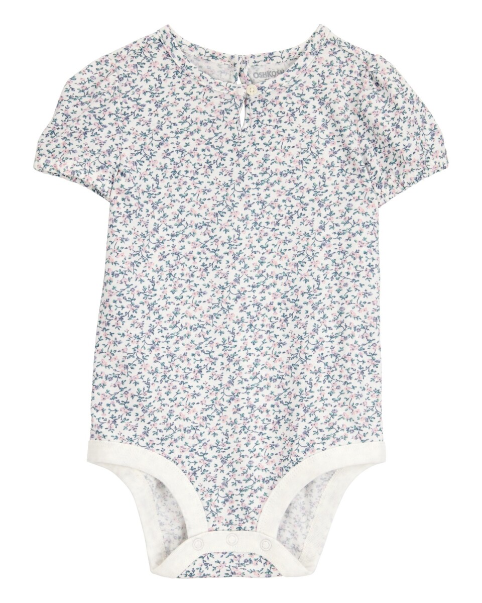 Body de algodón, mangas globo, diseño floral 