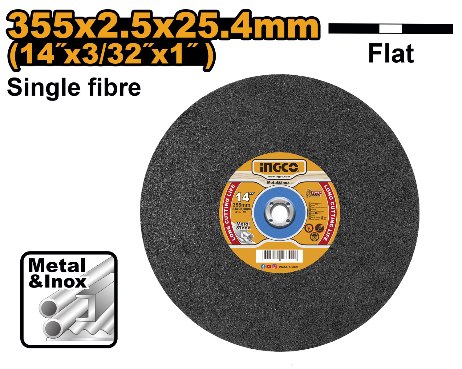 DISCO DE CORTE METAL SENSITIVA 14´´ - MCD253551 INGCO 