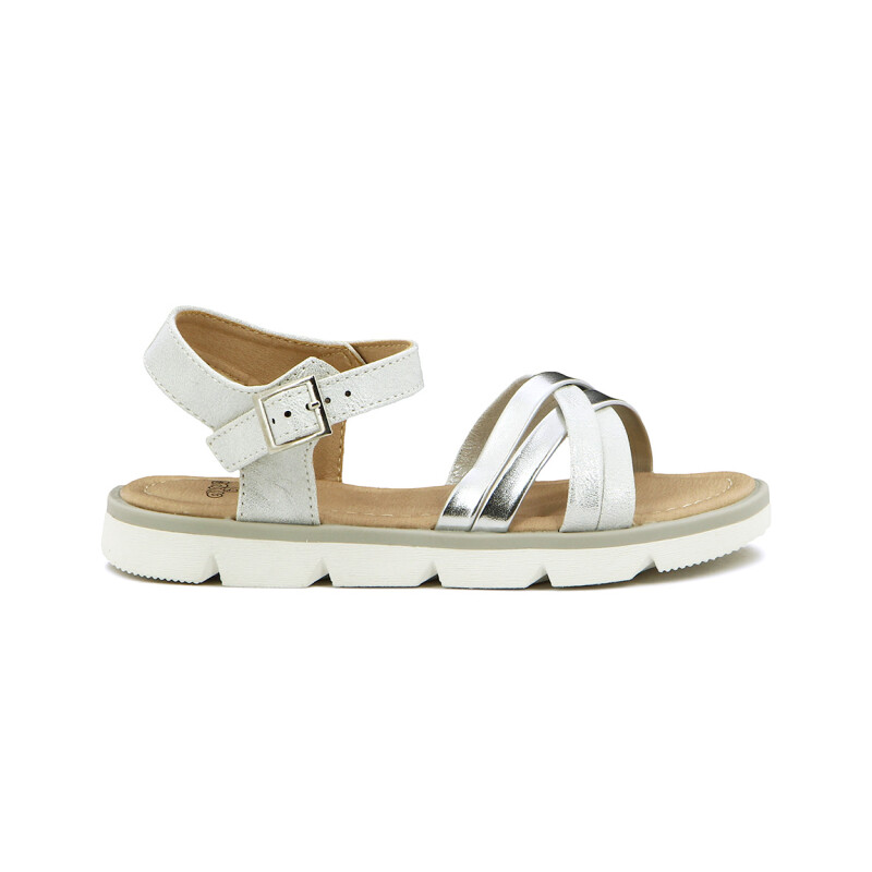Sandalias Niña Angus Tiras Cruzadas Con Hebilla Blanco