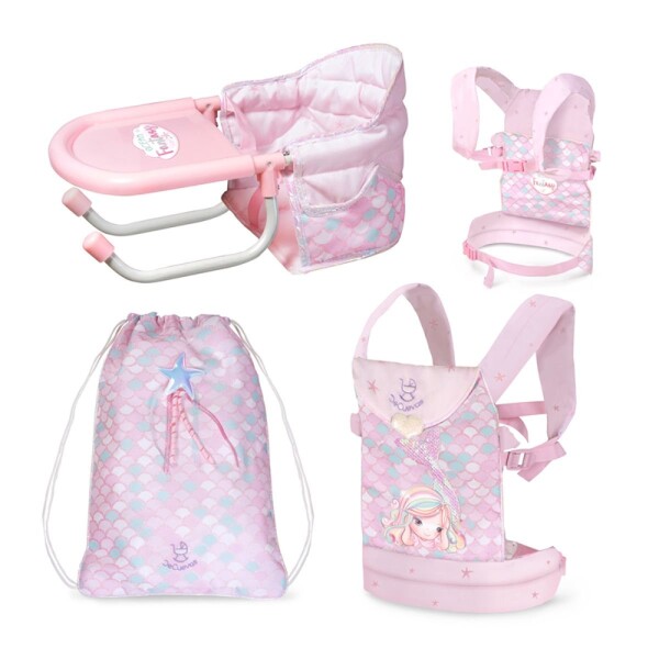 Set Viaje De Cuevas 3en1 Portabebé Bolso Silla Comer Muñecas Variante Color Rosa