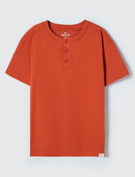 CAMISETA INFANTIL CON CUELLO NARANJA