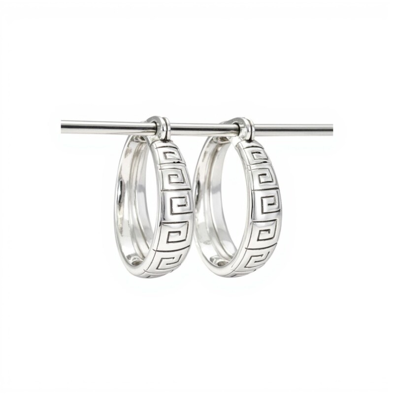 Caravanas Aro Oval Guarda Griega - Plata 925 - CA4244 sinpiedra