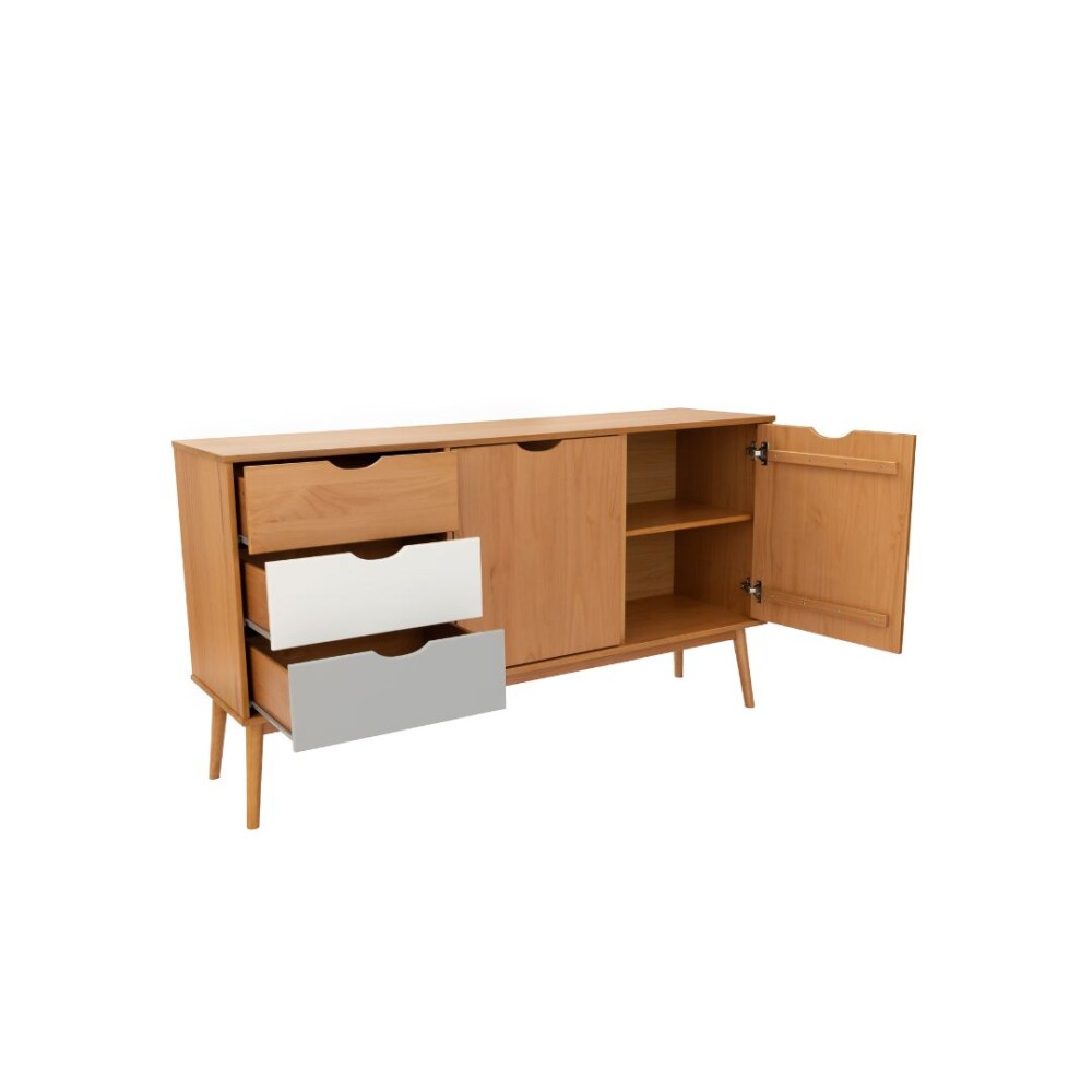 Aparador 2 Puertas 3 Cajones - Linea Nordica Roble/Gris claro/Blanco