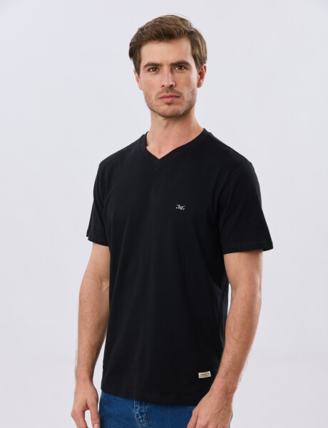 REMERA BÁSICA V DE ALGODÓN Negro