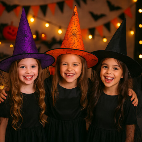 Sombrero de bruja Halloween con tul Naranja