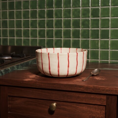Bowl de cerámica rayas finas Capri Rojo