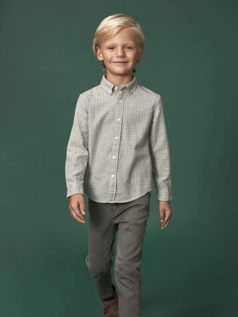 Camisa De Cuadros Gris Melange