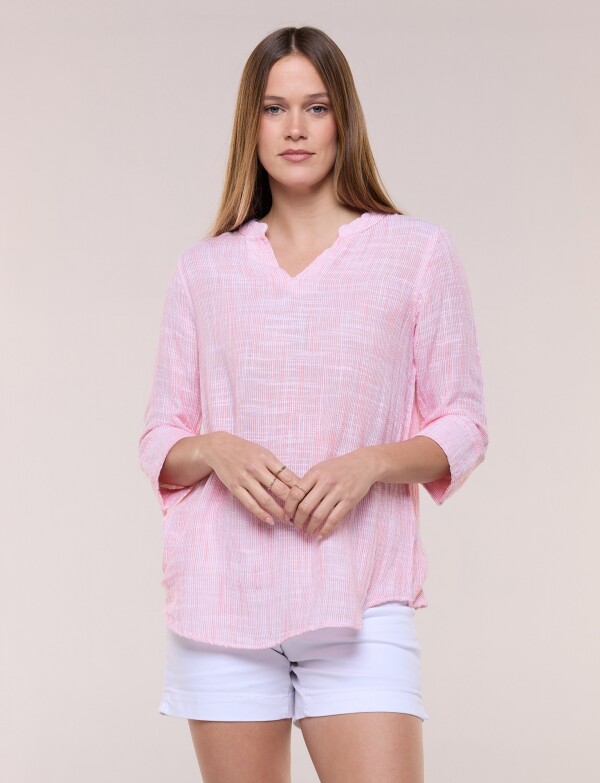 Blusa Con Textura Manga 3/4 ROSA