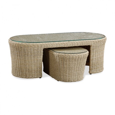 SET DE LIVING RATTAN-SINTETICO-Y-ALUMINIO NATURAL-BEIGE BARANY