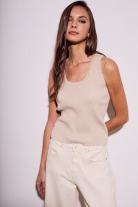 Top Lurex Beige Melange