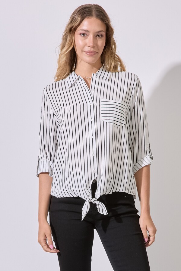 Camisa Nudo Lineas BLANCO/NEGRO