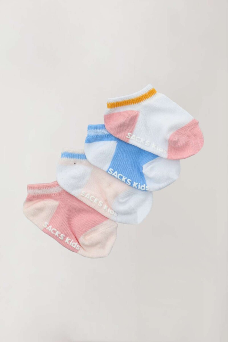 Pack x4 medias cortas lisas bebe con abs - Diseño 1 
